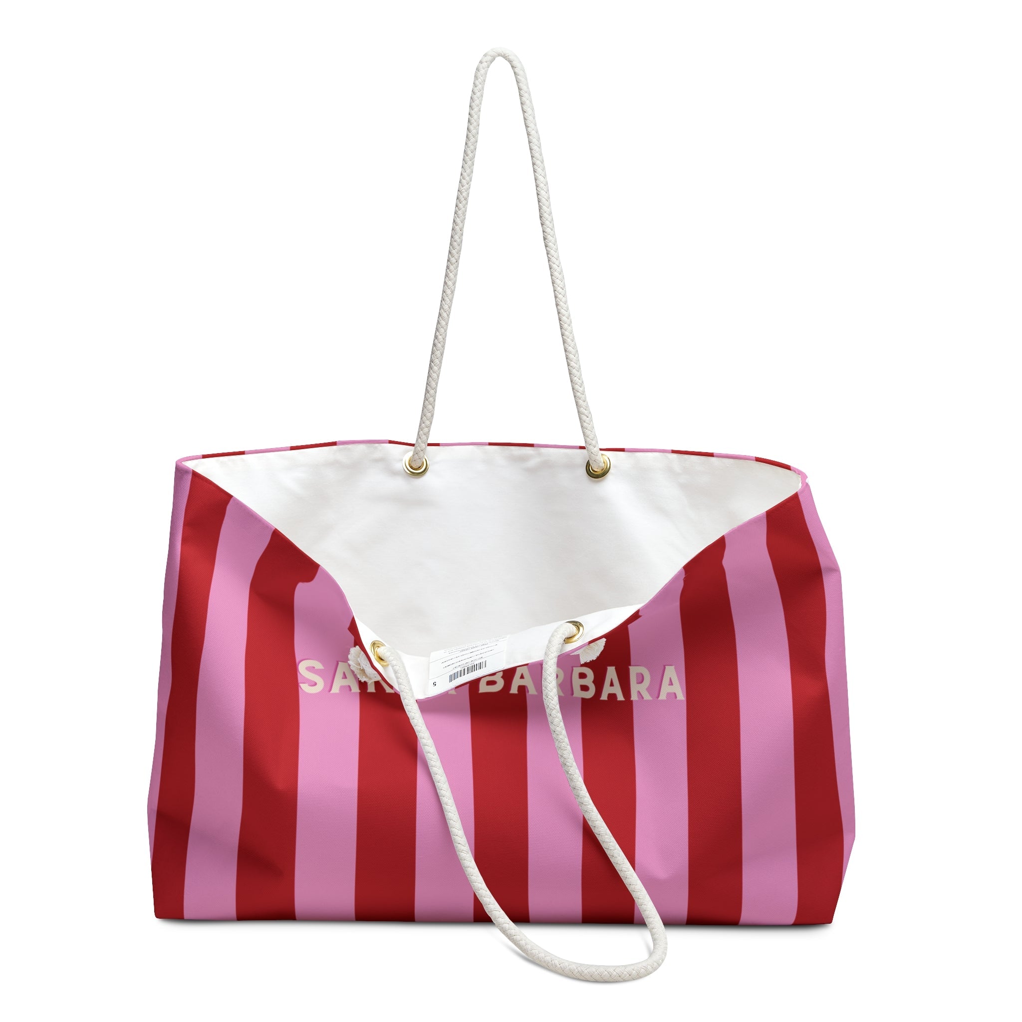 Santa Barbara Striped Weekender Bag — Pink & Red Beach Tote
