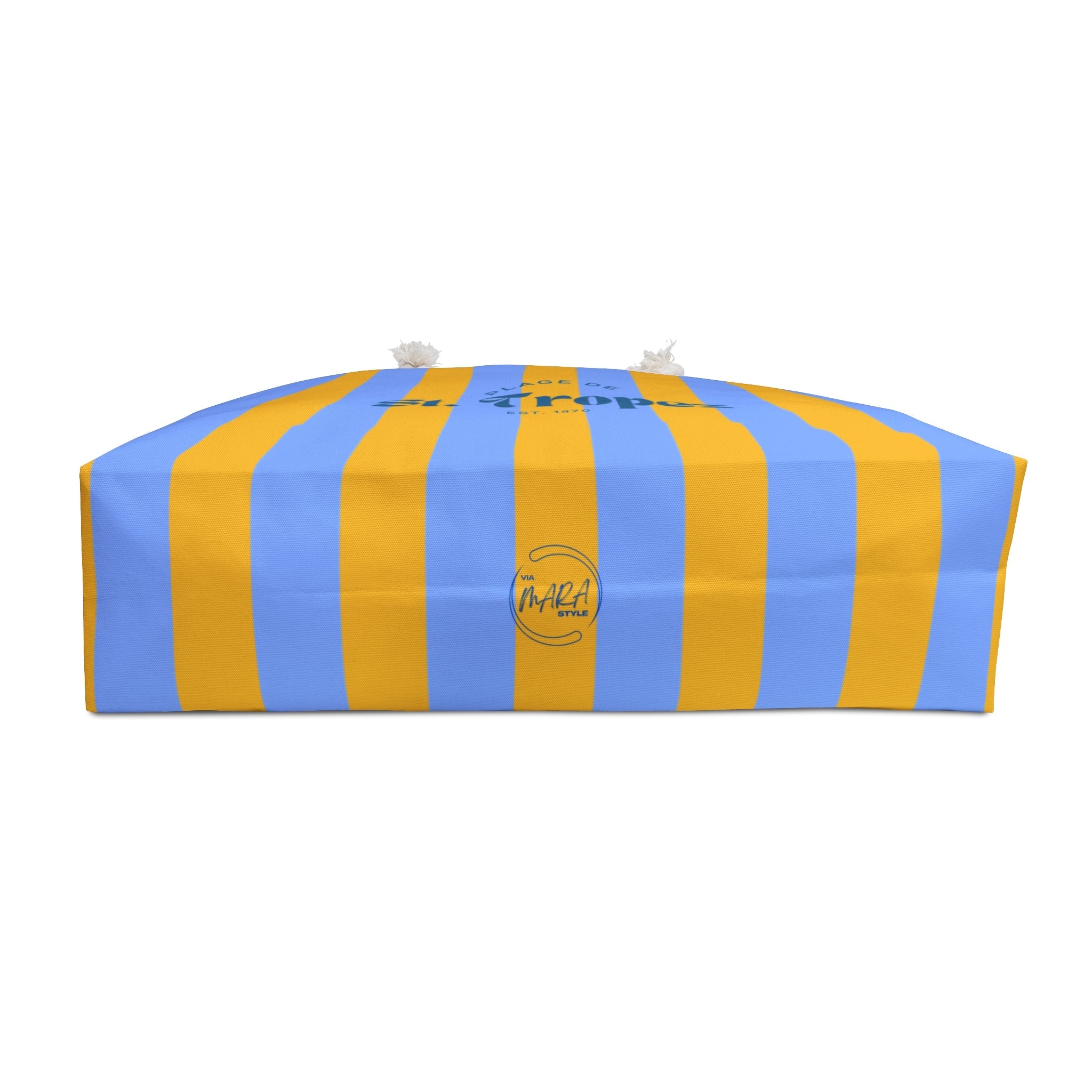 St. Tropez Striped Beach Bag, Pastel Orange — Beach Tote with Rope Handles