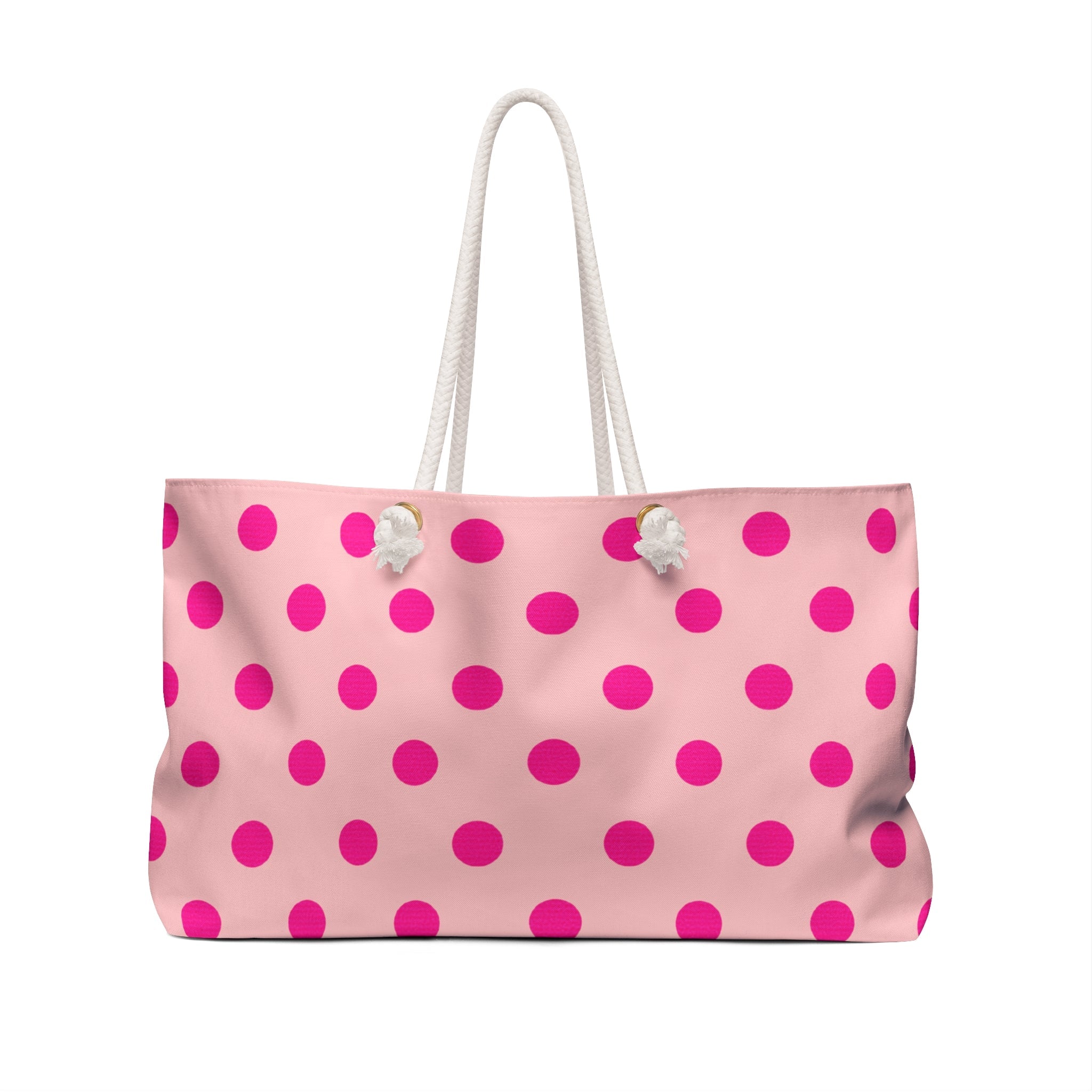 Pink Polka Dot Oversized Beach Bag — "Life Takes Guts" Lucille Ball Quote Tote