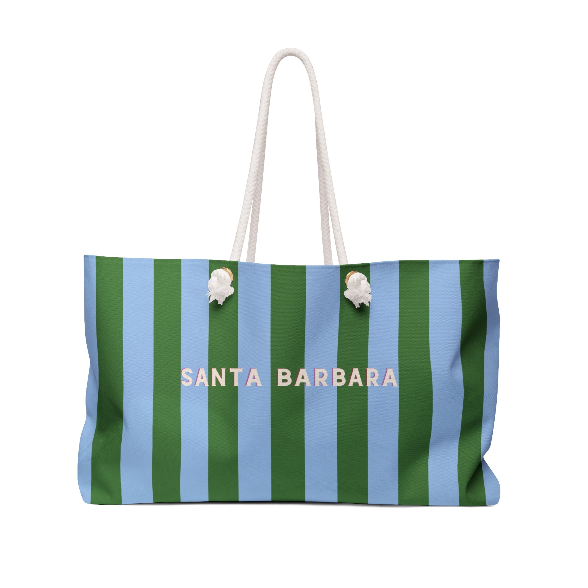Santa Barbara Striped Weekender Bag — Preppy Beach Tote