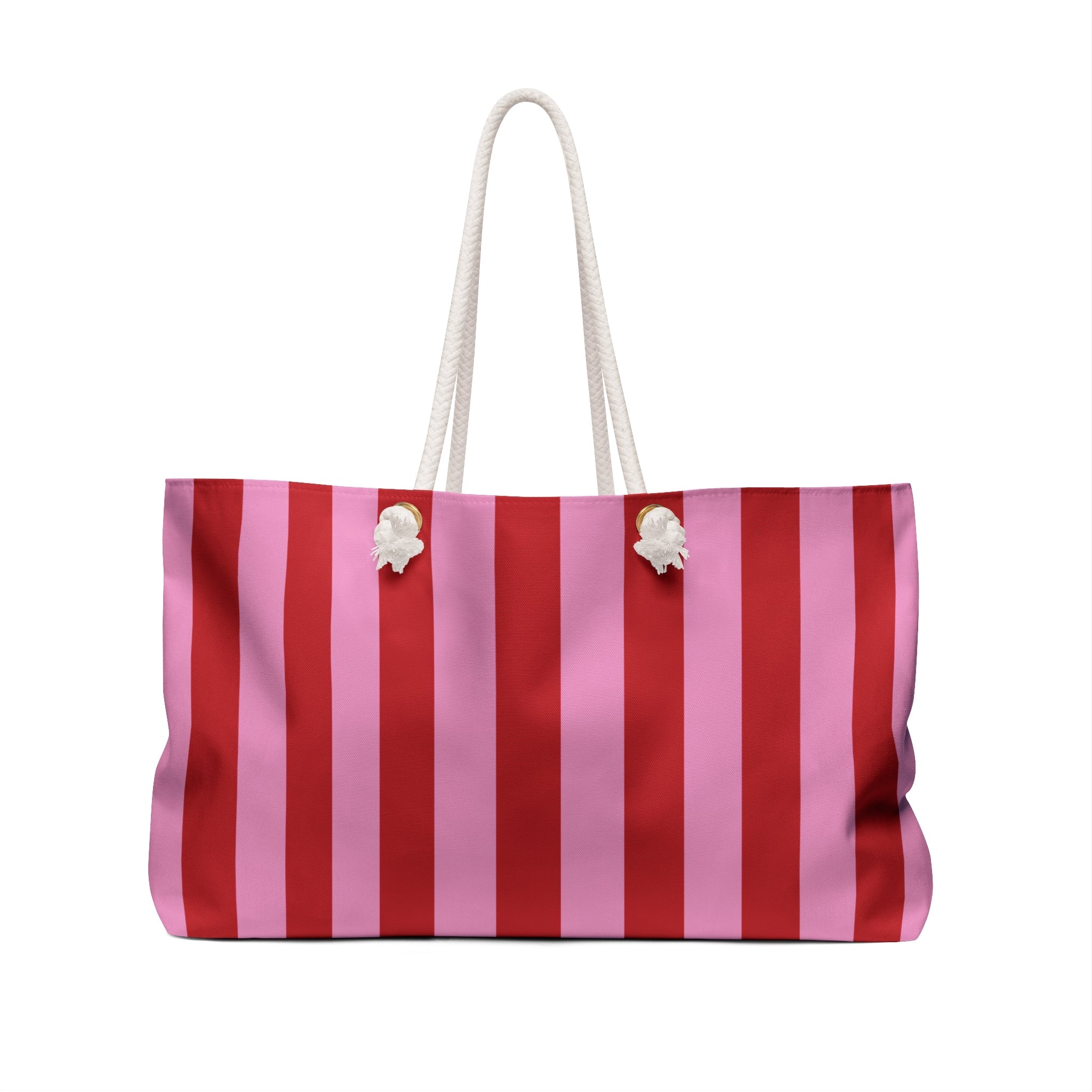 Santa Barbara Striped Weekender Bag — Pink & Red Beach Tote