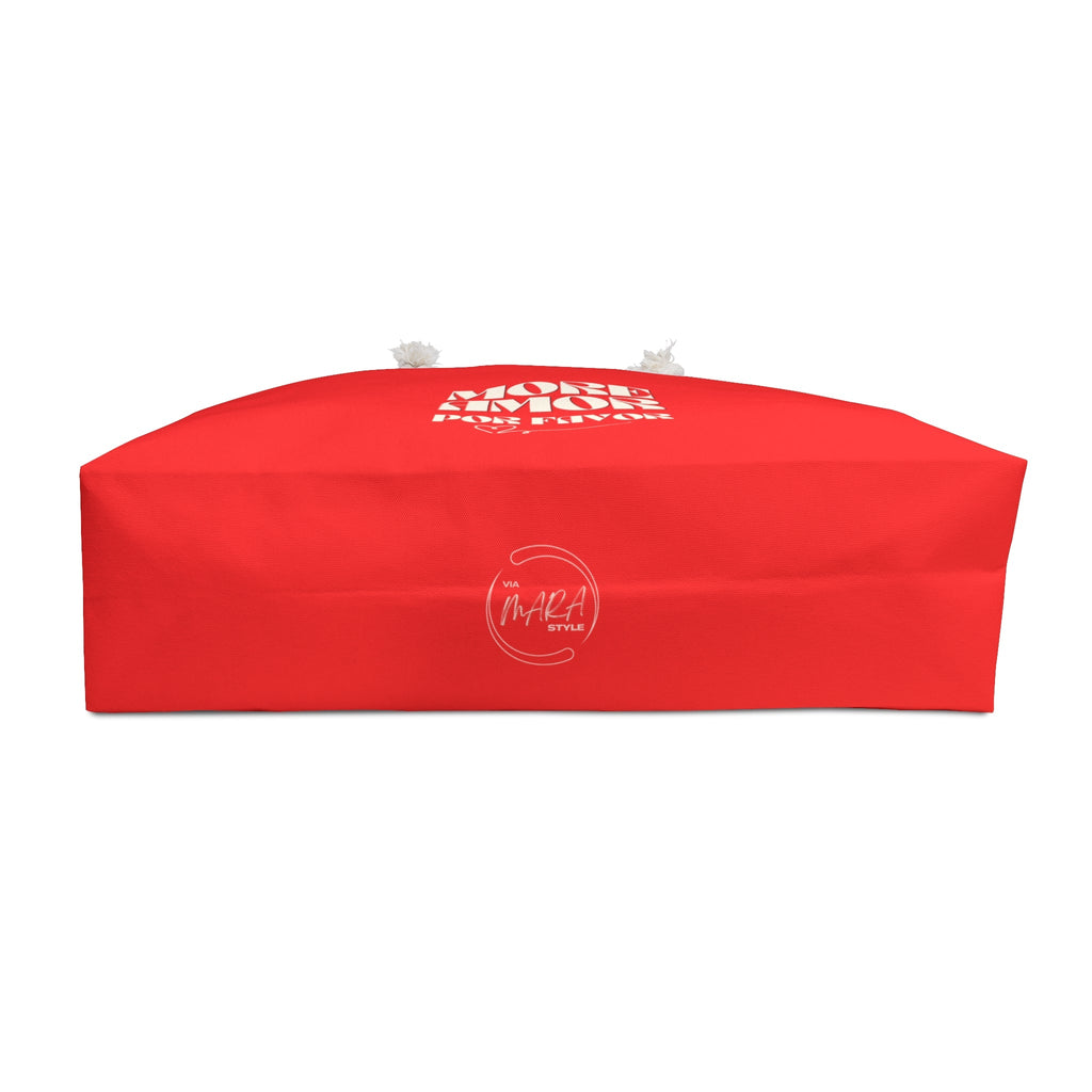Red Oversized Beach Bag — "More Amor Por Favor"