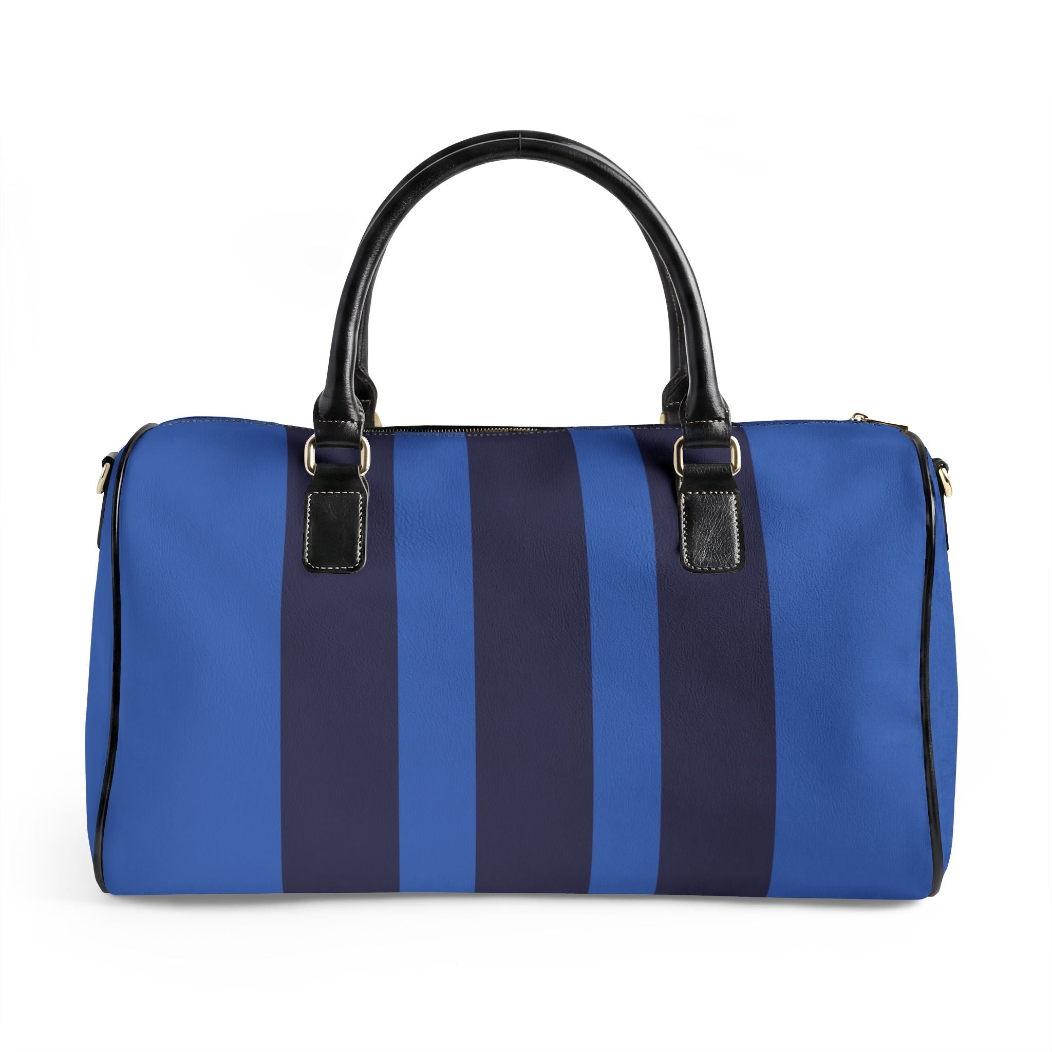 ESCAPE Vegan Leather Travel Bag — Royal Blue Stripes Unisex Duffle