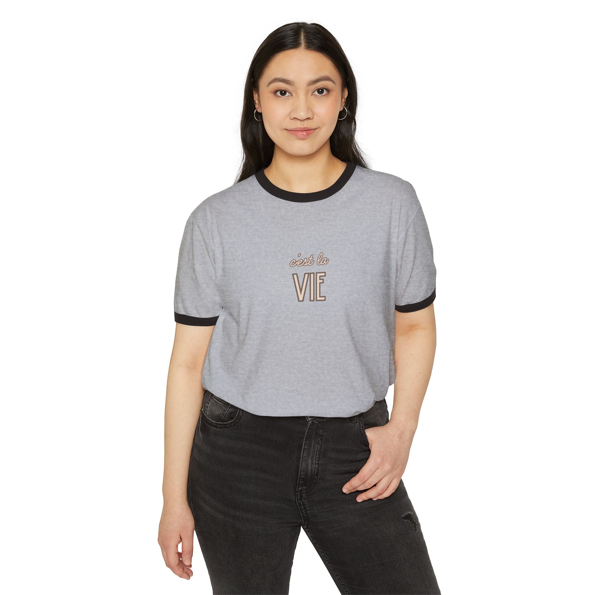 Ringer T-Shirt - "C'est La Vie" Minimal French Vintage Tee