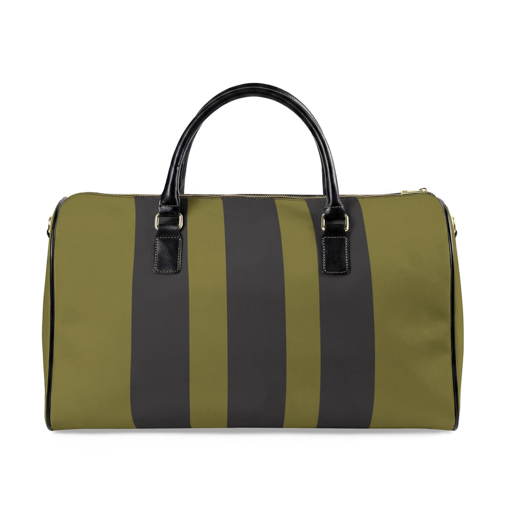 Escape Vegan Leather Travel Bag — Olive Stripes Unisex Duffle