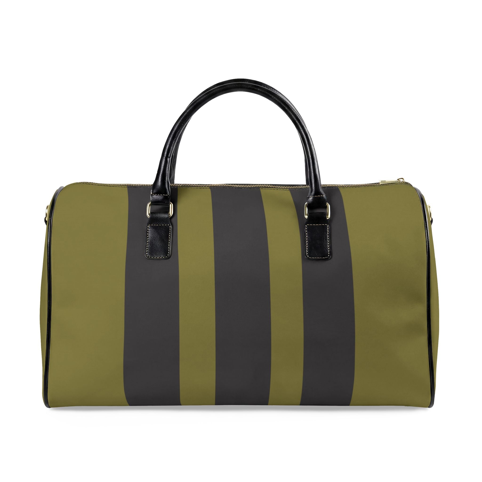 Escape Vegan Leather Travel Bag — Olive Stripes Unisex Duffle