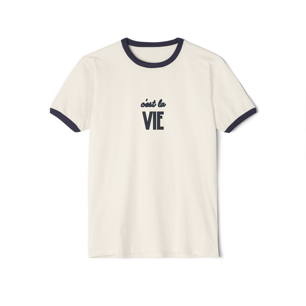 Ringer T-Shirt - "C'est La Vie" Minimal French Vintage Tee