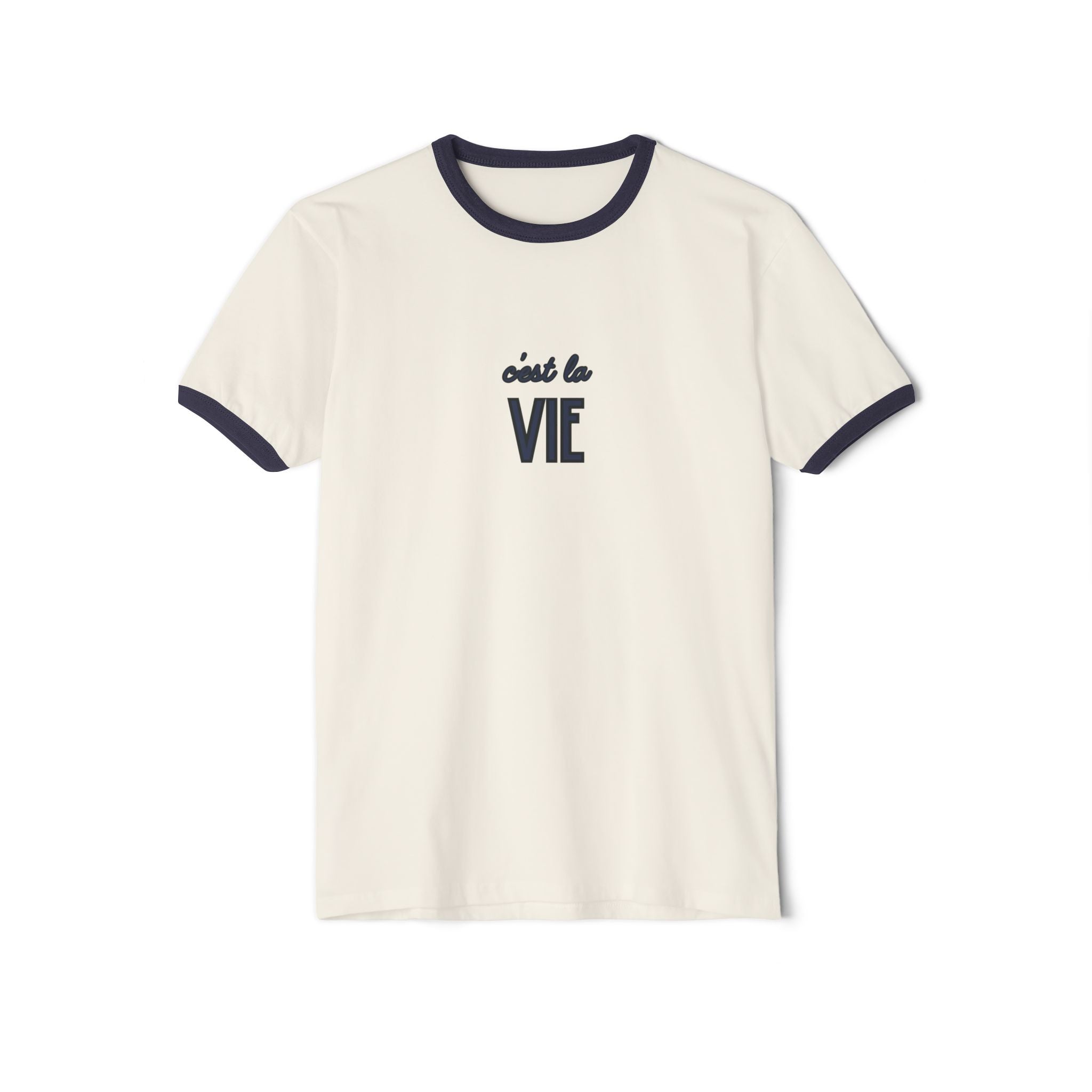 Ringer T-Shirt - "C'est La Vie" Minimal French Vintage Tee