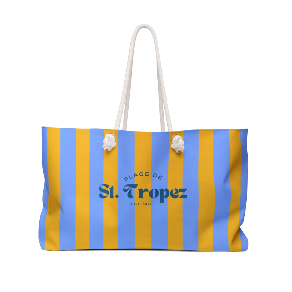 St. Tropez Striped Beach Bag, Pastel Orange — Beach Tote with Rope Handles
