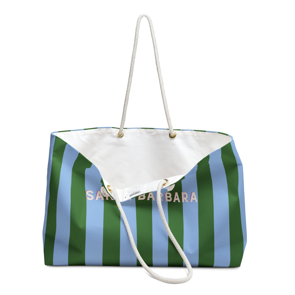 Santa Barbara Striped Weekender Bag — Preppy Beach Tote