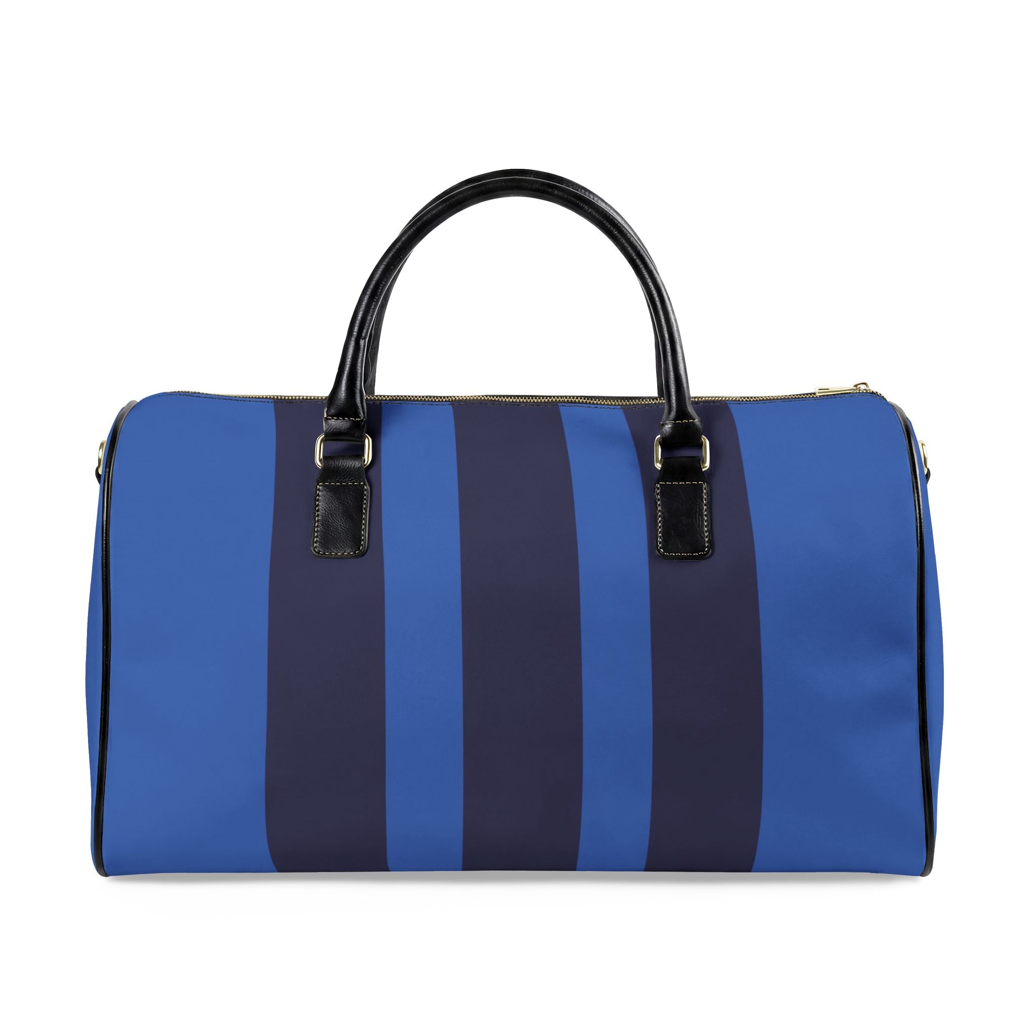 ESCAPE Vegan Leather Travel Bag — Royal Blue Stripes Unisex Duffle