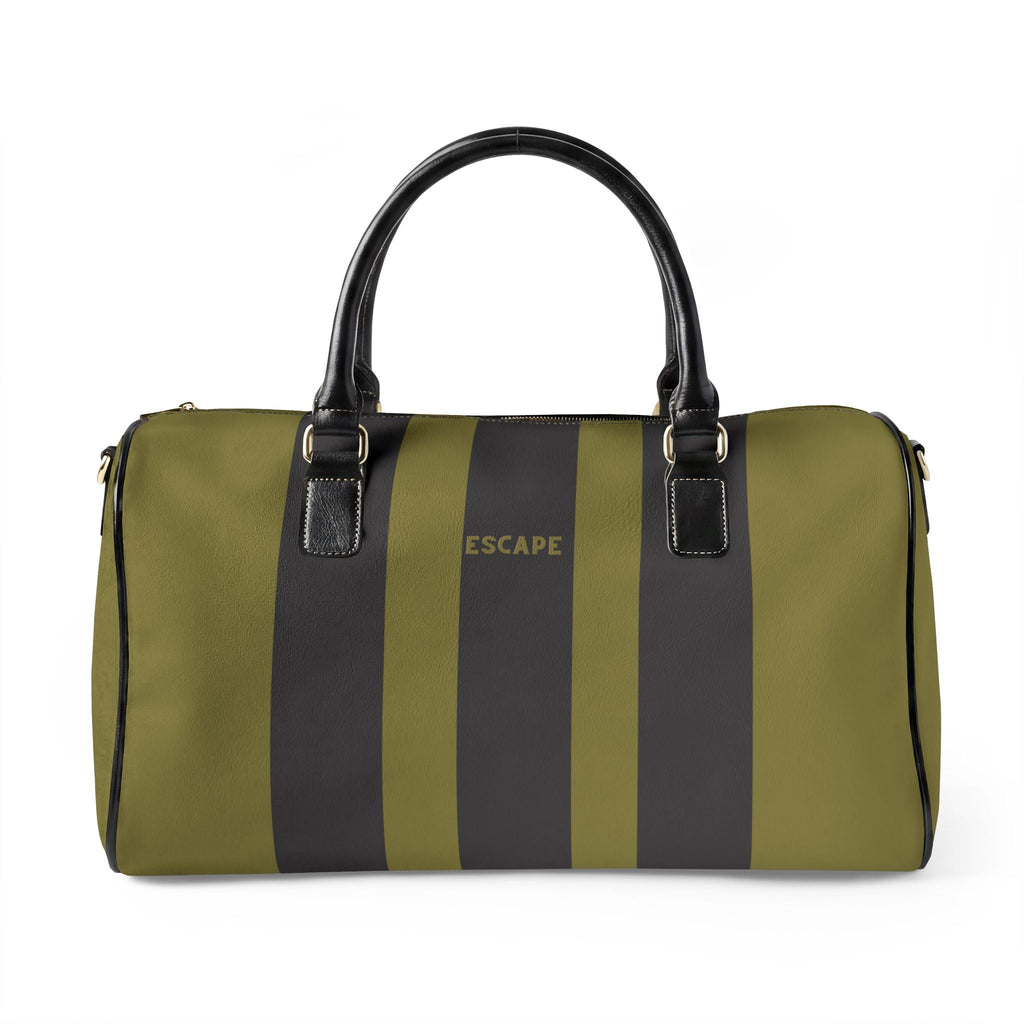 Escape Vegan Leather Travel Bag — Olive Stripes Unisex Duffle