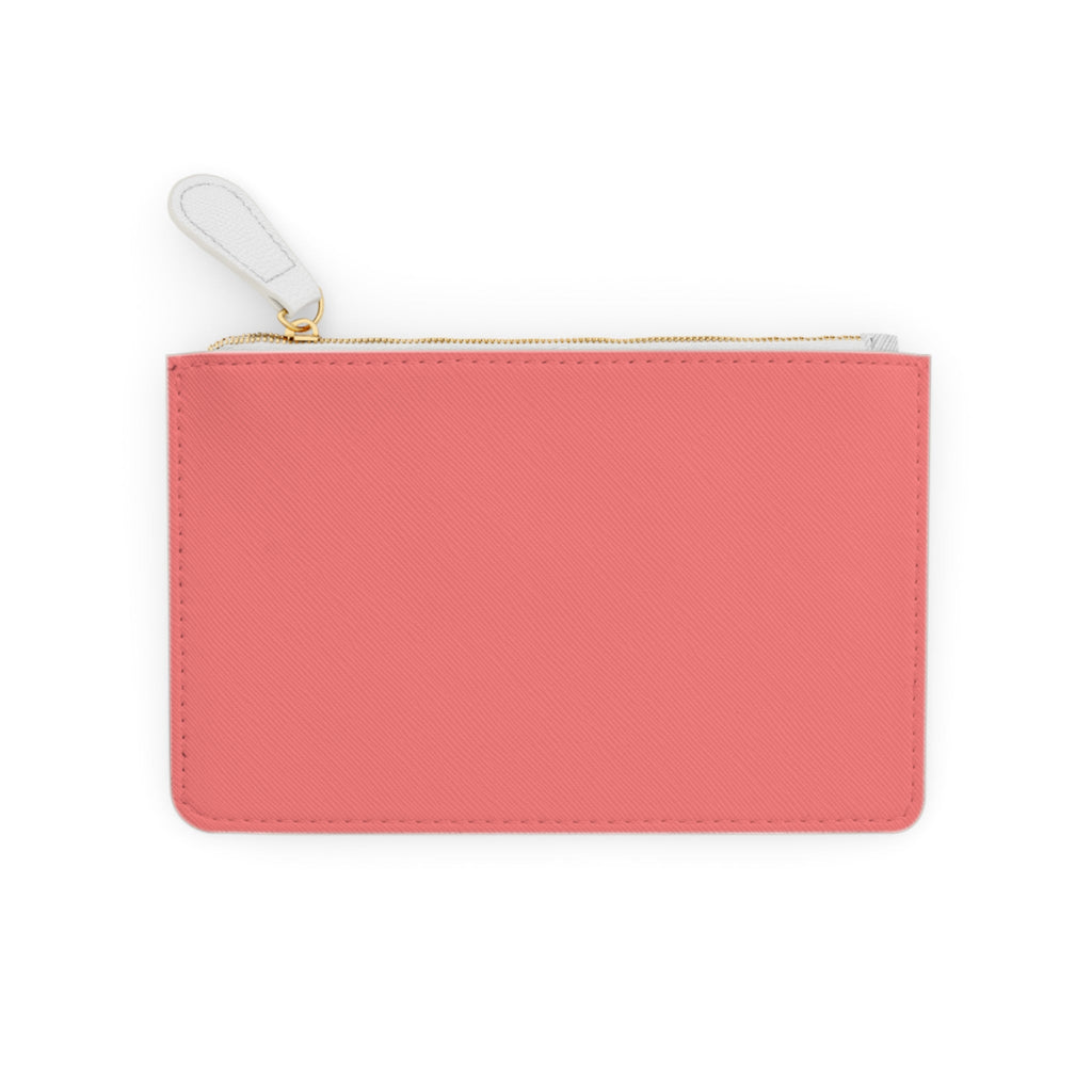Mini Clutch Bag — Pastel Red Polka Dot "Life Takes Guts"  Vegan Wallet