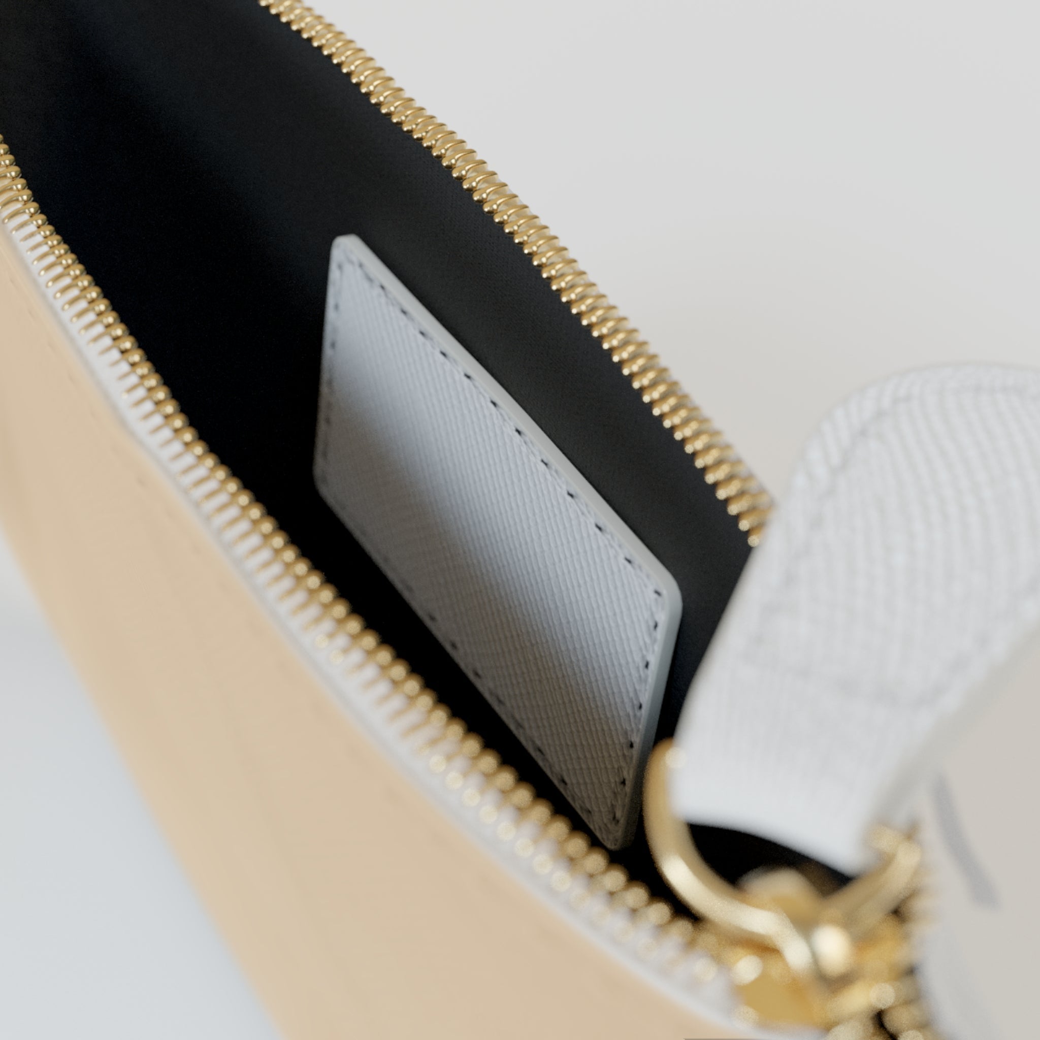 Mini Clutch Bag — Beige Polka Dot "Life Takes Guts"  Vegan Wallet