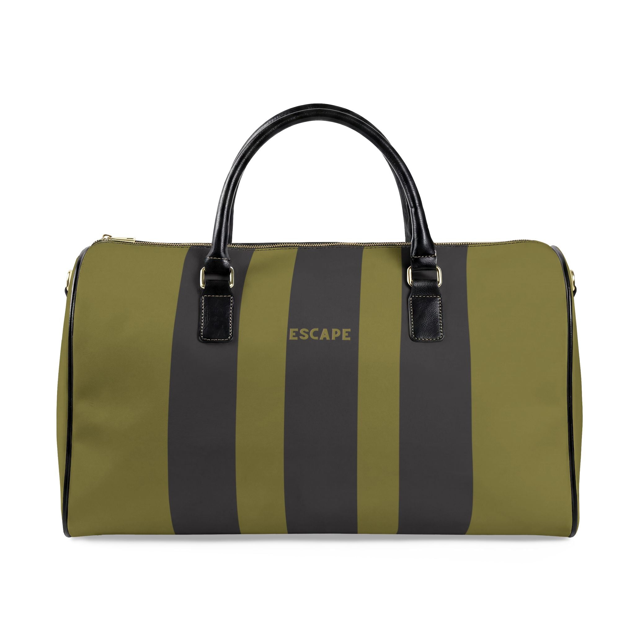 Escape Vegan Leather Travel Bag — Olive Stripes Unisex Duffle