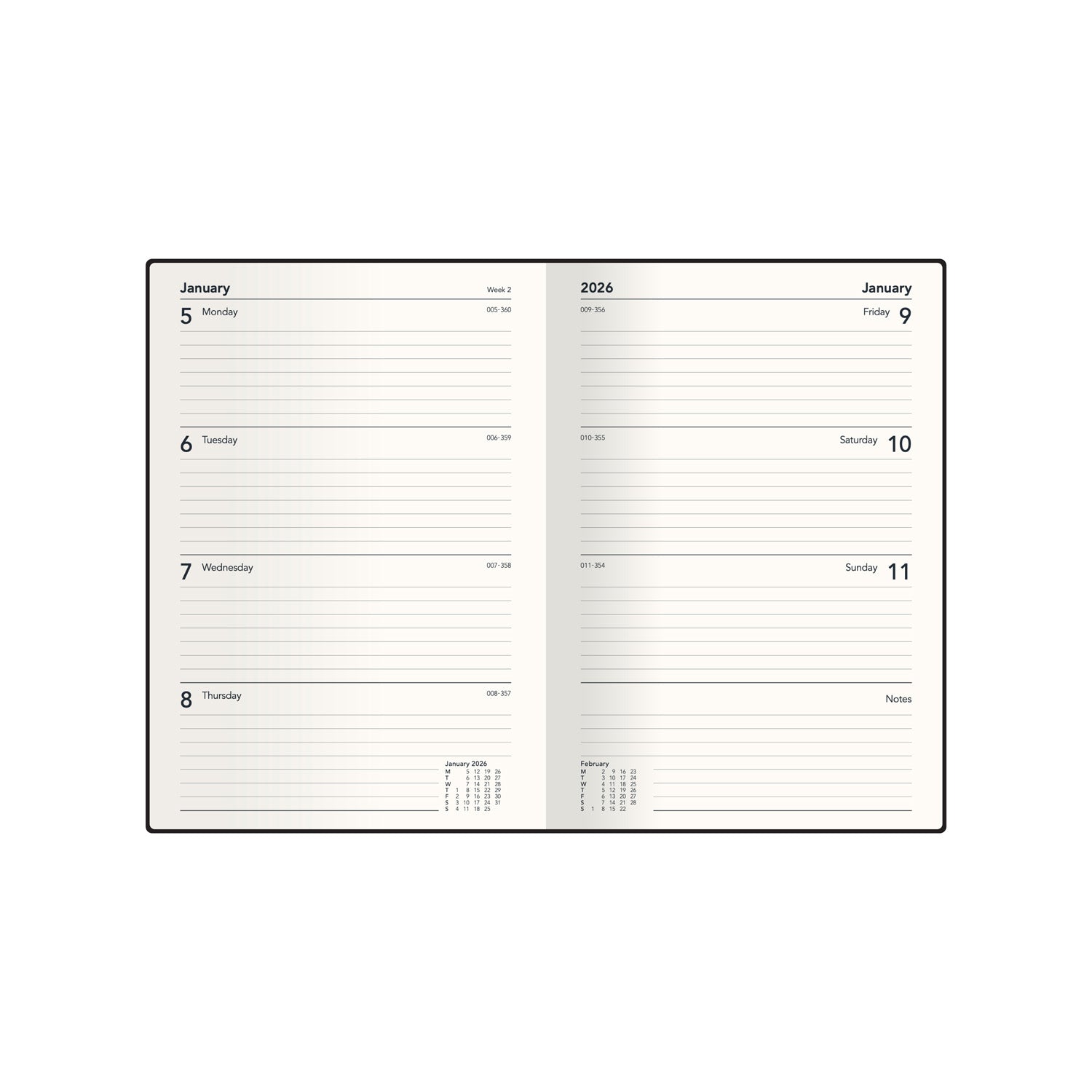 Ben Wookcock Positive - A5  Week-To-View - Diary - 2026 Calendar Year Planner